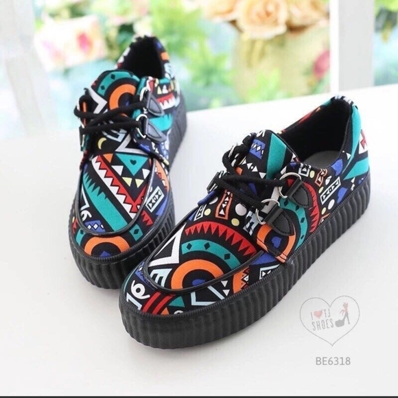 BOHEMIAN CANVAS PLATFORM SNEAKERS SIZE 8.5 - Picture 2 of 8